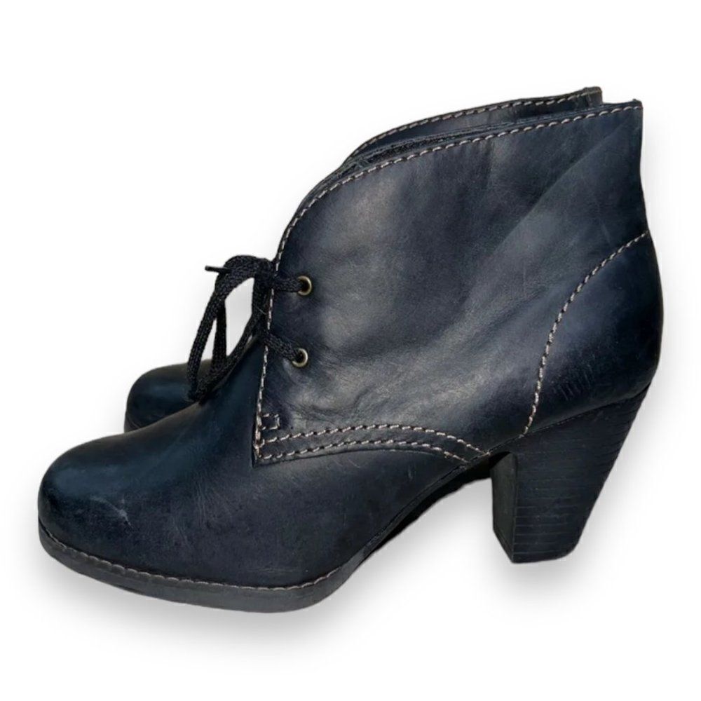 Clarks Bergen Black Leather‎ Booties 62685 Women's 7.5